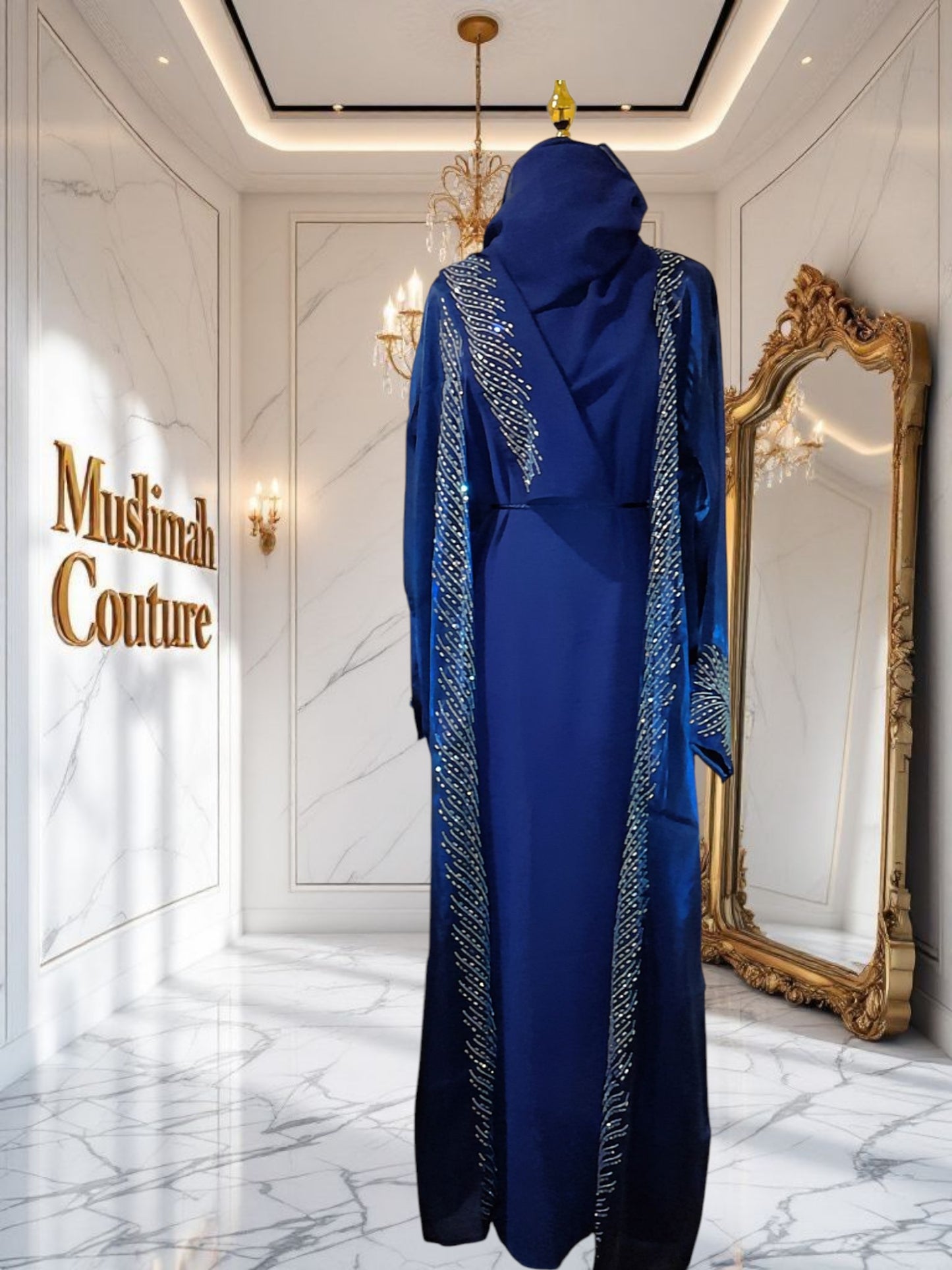 Hama 3- Piece Blue Abaya