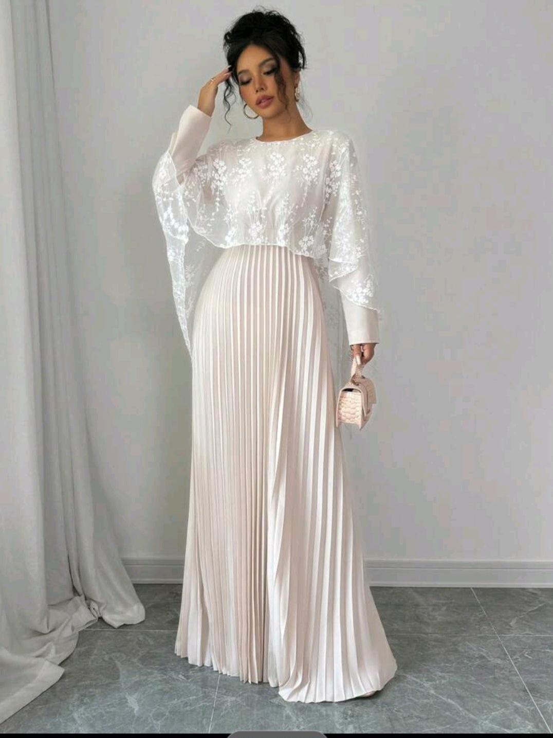 Elegant Pleated Mesh Dress Muslimah Couture Elegant Pleated Mesh Dress Muslimah Couture