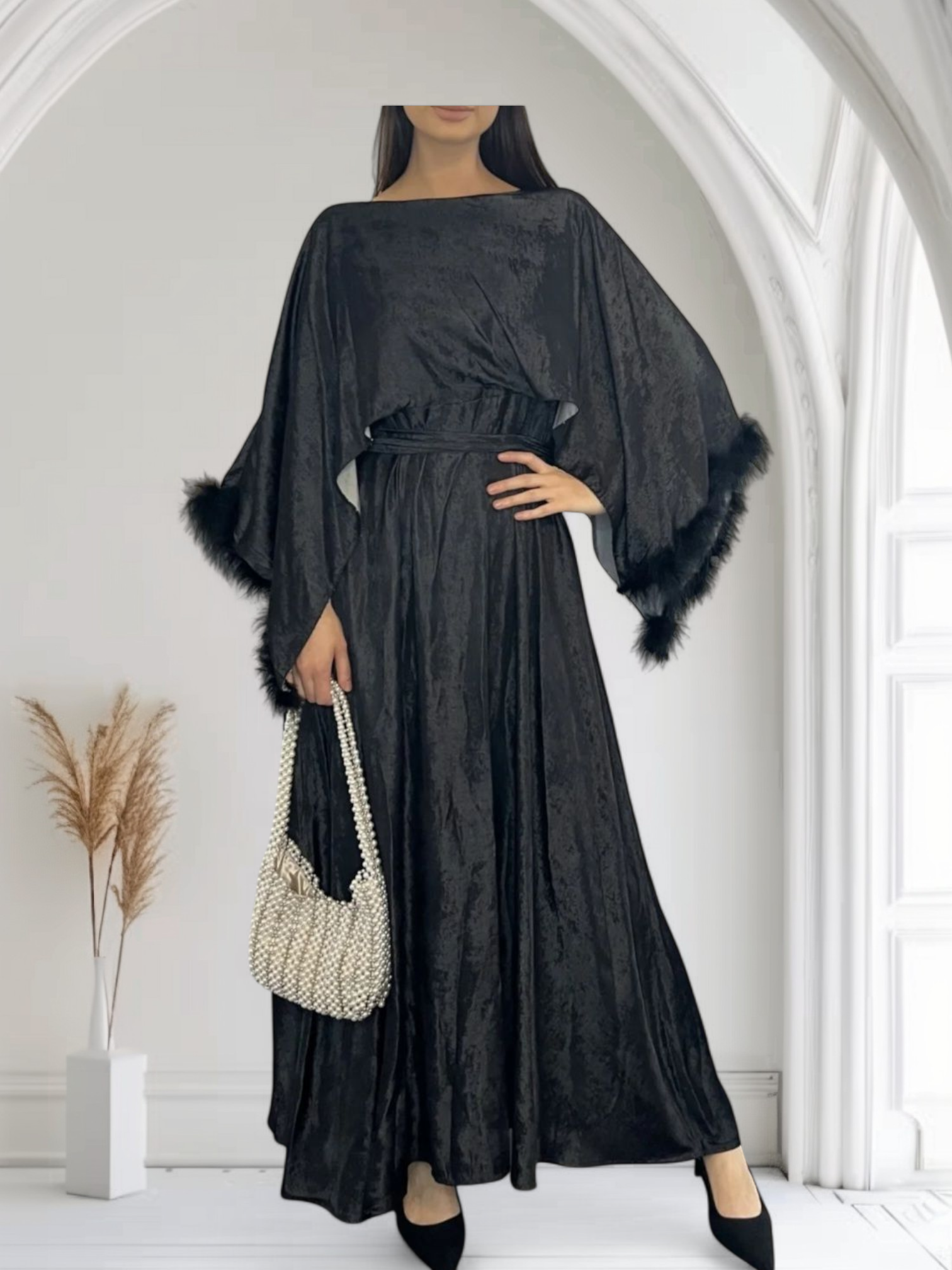 Aisha Feather Dress – Muslimah Couture